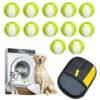 12Pcs Reusable Laundry Pet Hair Remover Balls with Pet Grooming Glove, Electrostatic Lint Catcher for Washing Machine, Efficient Dog Cat Fur Removal Tool for Clothes Bedding Sofa