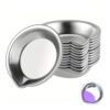 12 Pieces Stainless Steel Small Round Paint Mixing Palette Trays Painting Color Palettes Mini Watercolor Tray Paint Mixing Palette Dish with Mouth for Mixing of Various Watercolor, Silver