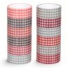 12 Rolls Grid Washi Tape Set, 15mm Wide (Multicolor)