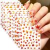 12 Sheets Fall Maple Leaf Nail Art Stickers 3D Self Adhesive Self-Adhesive Autumn Leaves Nail Decals Manicure Decor Supplies for Thanksgiving Halloween DIY Nail Art for Women