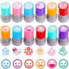 12 Sorted Teacher Stamps for Classroom, Self-Inking Rubber Colorful Teacher Stamps for Grading Homework, Mood Expressions Stamps for Office Stationery Encouraging Comments