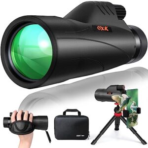 12x56 High Power Monocular Telescope with Smartphone Adapter Tripod, Black
