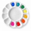 13-Well Round Ceramic Watercolor Palette, Rinses Clean Easily, 8-Inch, Gift for Painting Beginners and Enthusiasts, Suitable for Watercolor, Acrylic, Oil, and Gouache Paints (White, 8 inches, Circle)