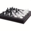 13.2" Glass Chess Set for Adults with 2 Extra Queens & Leather Case