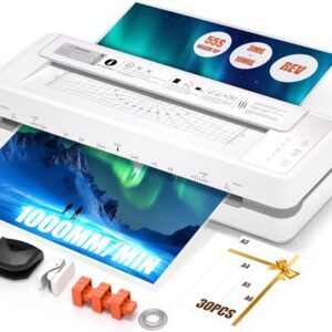 13" 4-Roller Commercial Laminator Machine,3-10 Mil Thickness Laminating Machine,Fast 55s Warm-Up&1000mm/min Laminating Speed for Laminating 11x17&A3 Size,Includes 30 Sheets for Office,School(White)
