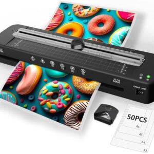 13 Inch Laminator Machine - 11x17 Laminator with 50 Sheets, Cold & Thermal, Built-in Paper Cutter & Corner Rounder, A3 Laminating Machine for Classroom Home School