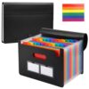 13 Pockets Accordion File Organizer, Portable Expanding File Folder with Cover Labels Black Desktop Document Holder Letter A4 Paper Bill Receipt Storage for Student Teacher Office Home School Supplies