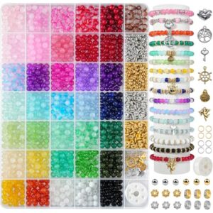 1425Pcs Glass Beads for Jewelry Making, 36 Colors Bracelet Making kit