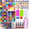148000Pcs Bedazzling Kit with Rhinestones,120 Colors 3mm Bedazzler Kit Resin Rhinestones Nail Gems & Glitter Gem Art Supplies, Diamond Art Kits Accessories with Pickup Pen, 4pcs 10ml B7000 Glue