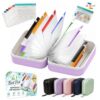 14 Day Travel Pill Kit Personal Medicine Organizer Case Set A8 Waterproof Pill Pouch for Travel Small Portable Storage Binder Style with Bags Cute Medication Purse Zipper Pocket (Purple-7 Pouches)