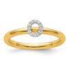 14K Stackable Diamond Initial O Ring