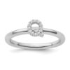 14K White Gold Stackable Diamond Initial Q Ring