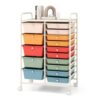15-Drawer Art & Craft Rolling Storage Cart, Mobile Organizer Trolley with 5 Large and 10 Medium Drawers – 34.5" H x 14.5" W x 25" D, 1-Pack