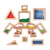 15-Piece Sensory Wooden Block Set - Acrylic Rainbow Stacking Toy for Kids