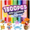 1500 PCS Pipe Cleaners, 40 Colors