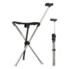 150KG Heavy-Duty Tripod Folding Seat Cane, Telescopic Height Adjustable Anti-Slip Anti-Tip Walking Stick Chair, Portable Mobility Aid for Elderly Disabled Users Outdoor Travel Stadium Long-Standing Re