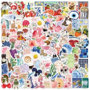 150 PCS Summer Aesthetic Sticker Pack,Cute Watercolor Decals,Vinyl Waterproof Sticker for Water Bottle Laptop Journal Scrapbook,Beach Stickers for Teens Adults,Summer Decorations & Party Favors