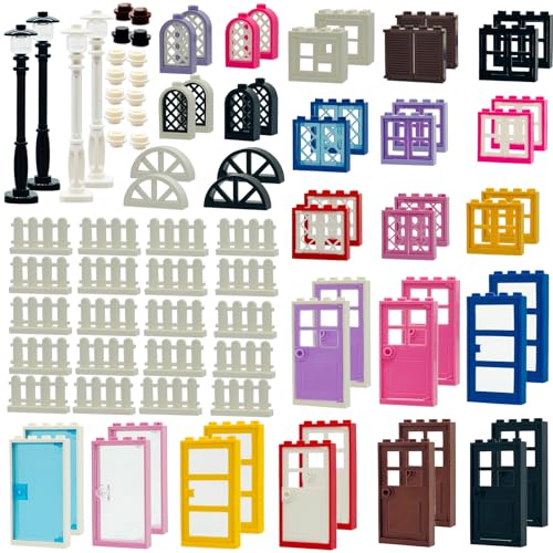 150+ Pieces Windows and Doors Fences MOC Building Block Toy Set Creative House Architecture Accessories DIY Building Bricks Kit Compatible with Major Brands Gift for Kids Ages 6+ Yrs