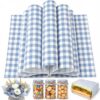 150 Sheets Dusty Blue Plaids Wax Paper for Food Deli, 9.8 x 8.3'' Buffalo Plaids Greaseproof Wrapping Paper for Birthday Sandwich Picnic Basket Liner Wedding Party Supplies