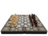 15 Inch 3 in 1 Folding Wooden Board Game Set, Mosaic Decorative Board for Chess Checkers Backgammon, Non-Magnetic Staunton Chess Pieces, Portable Travel Strategy Game Gift for Adults Kids Beginners