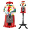15 Inch Commercial Red Big Gumball Machine Stand Key-Operated Uncharged Candy Dispenser Bubble Gum Coin Metal Vending Halloween Christmas Party Gift