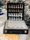 15 Inch Marble Chess with 32 Pieces, Packed in Rexine Box (Grey White)