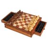 15" Legacy Magnetic Travel Chess Set with Storage Drawers – Golden Rosewood & Maple Wooden Chess Board, 3" Staunton Chess Pieces, Portable Gift Edition