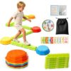 15PCS Balance Beam Stepping Stones for Kids, Non-Slip Obstacle Course Sensory Montessori Toys with Bonus Silicone Anti-Slip Pads, Stackable Indoor Outdoor Jumping Stones, Gifts for Boys Girls Ages 3-8