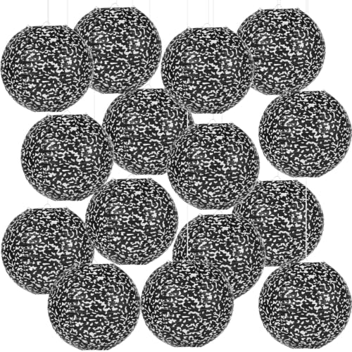 15 Pcs Large 10in Composition Notebook Paper Lanterns Composition Hanging Classroom Decorations Black and White Round Lanterns Ceiling Decor for Office School Graduation Baby Shower Birthday Party