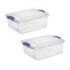 15 Qt Clear Storage Bins with Lids Stackable 2 Pack Blue