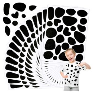 15 Sheets Black Adhesive Felt,360pcs Self Adhesive Pads Irregular Spotty Dog Style Felt,for Dalmatian Shirt,Adult Kids Halloween Party DIY Projects Costume Stickers