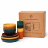 16-Piece Colorful Dinnerware Set with Bowls, Plates & Cups