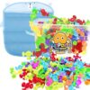 165Pcs Genius Suckers Suction Cup Toys, Bath Sensory Toys for Kids, Colorful Building Toys Party Favor Gift for 3 4 5 6 Year Old Boy Girl Toddler Travel Fidget Window Toy with Storage Organizer