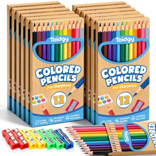168 Count Colored Pencils Bulk, 14 Packs Colored Pencils for Kids 12 Colors
