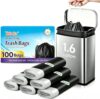 1.6 Gallon 100 Counts Small Drawstring Trash Bags by Teivio, Fit1.2,1.3,1.5 Gallon Bathroom Trash Can Bin Liners, 5-6 Liter Small Plastic Garbage Bags for home office kitchen, Black