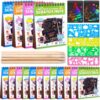 16 Pack Drawing Notebook Set, Scratch Art Paper Rainbow Mini Notes, Sketch Drawing Pad for Kids Party Favors（with 16 Wooden Stylus & 4 Drawing Stencils）