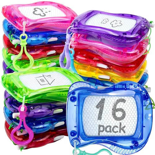 16 Pack Mini Magnetic Drawing Board for Kids, 6 Colors Kids Magnetic Drawing Erasable Sketch Pad, Portable Doodle Pad Toy Bulk for Goodie Bag Fillers Birthday Gift Classroom Party Favors