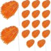 16pcs Cheerleading Pom Poms Metal Foil Plastic Pompoms Bat Long Handle Sports Sports Team Dance Football Basketball Club Spirit Sports Stage Performance Celebration (Orange)
