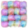 16 Pcs Faux Fur Pom Poms for Hats, 4 in 10 cm DIY Craft Pom Poms, Soft Glossy Furry Pom Poms with Elastic Bands, for Hat Decoration, Accessories, Keychains, Bags, Shoes and DIY Projects