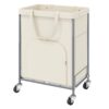 170L Large Laundry Basket with Wheels, Rolling Laundry Hamper Easy Access Clothing Minimizes Bending, Laundry Cart with 4 Silent Casters & Removable Bag for Bedroom, Bathroom, Laundry Room, Beige