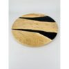 17 Inch Lazy Susan Wood Turntable with Black Epoxy River Rotating Serving Tray Handmade Resin Centerpiece Kitchen Dining Table Decor Charcuterie Board Home