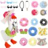 17 Pcs Mini Desk Charges Set 7 Inch Mini Desk Goose Clothes with Cute Hat Necklace Dress Sunglasses and More for Goose Keychain Magnetic Gift for Decoration