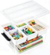 17QT Clear Storage Box with Tray for Crafts & Lego Organization