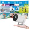 [180°Adjustable Stand] Smart Mini Projector with Android TV, Upgrade HY300 Pro Portable Projector with WiFi and Bluetooth, Auto Keystone, Portable Projector For ios and Android. (HY300 Pro, Android)