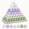 182 Pcs Colorful Silicone Letter Beads, 12mm A-Z Alphabet Square Beads, White Silicone Beads for Bracelets, Keychains, Necklaces, Lanyards, DIY Jewelry Making