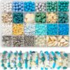 1860Pcs Ocean Beads for Bracelets Making Kit, Blue and White Summer Beach Bead for Jewelry Making, Sea Turtle Shell Starfish Shape Beads 8mm Round Cly Bead for DIY Craft Bracelets Earring (Blue)