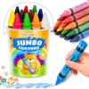 18 Colors Jumbo Crayons for Toddlers, Washable Easy Grip Large Crayons for Kids, Non-Toxic Big Crayon for Coloring, School Art Crafts Supplies, Classroom Must Haves, Birthday Gifts for Boys Girls
