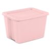 18 Gallon Pink Storage Bin with Snap-On Lid