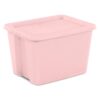 18 Gallon Pink Storage Bin with Snap-On Lid, Large Plastic Tote, Stackable Container for Closet, Garage, and Dorm Room
