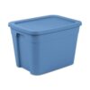 18 Gallon Plastic Storage Tote Bin with Snap-On Lid, Blue